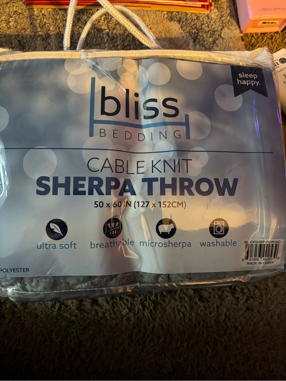 Bliss Sherpa Throw Blanket - Gray